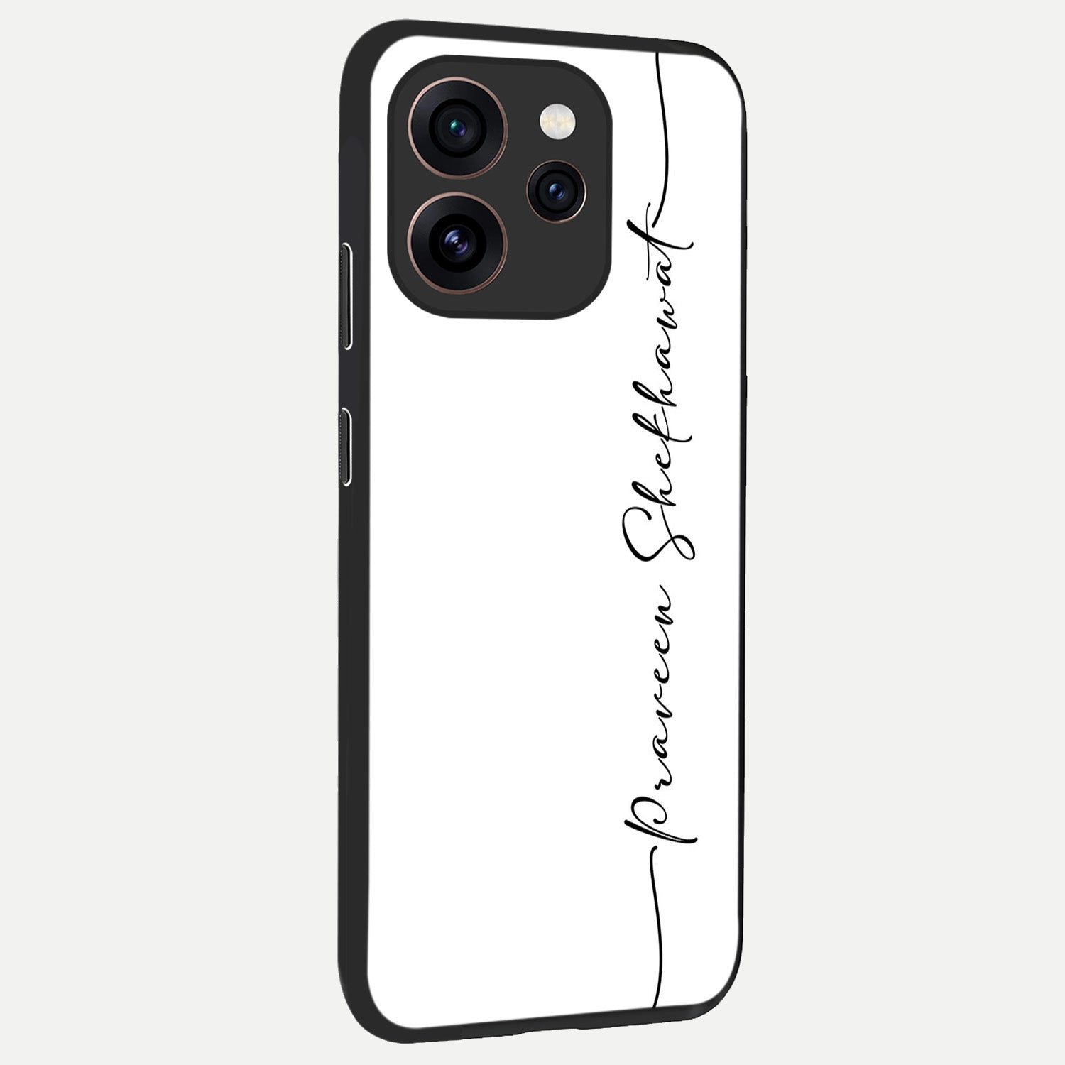  White Tune Custom Name back cover For Oppo Reno 15 Pro slim fit personalized glass case with aesthetic design