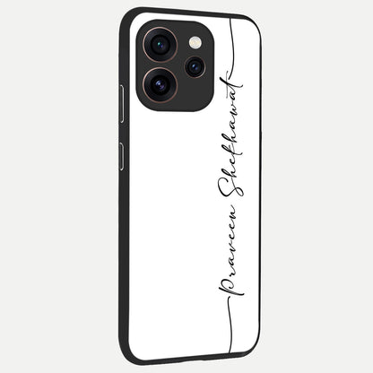  White Tune Custom Name back cover For Oppo Reno 15 Pro slim fit personalized glass case with aesthetic design