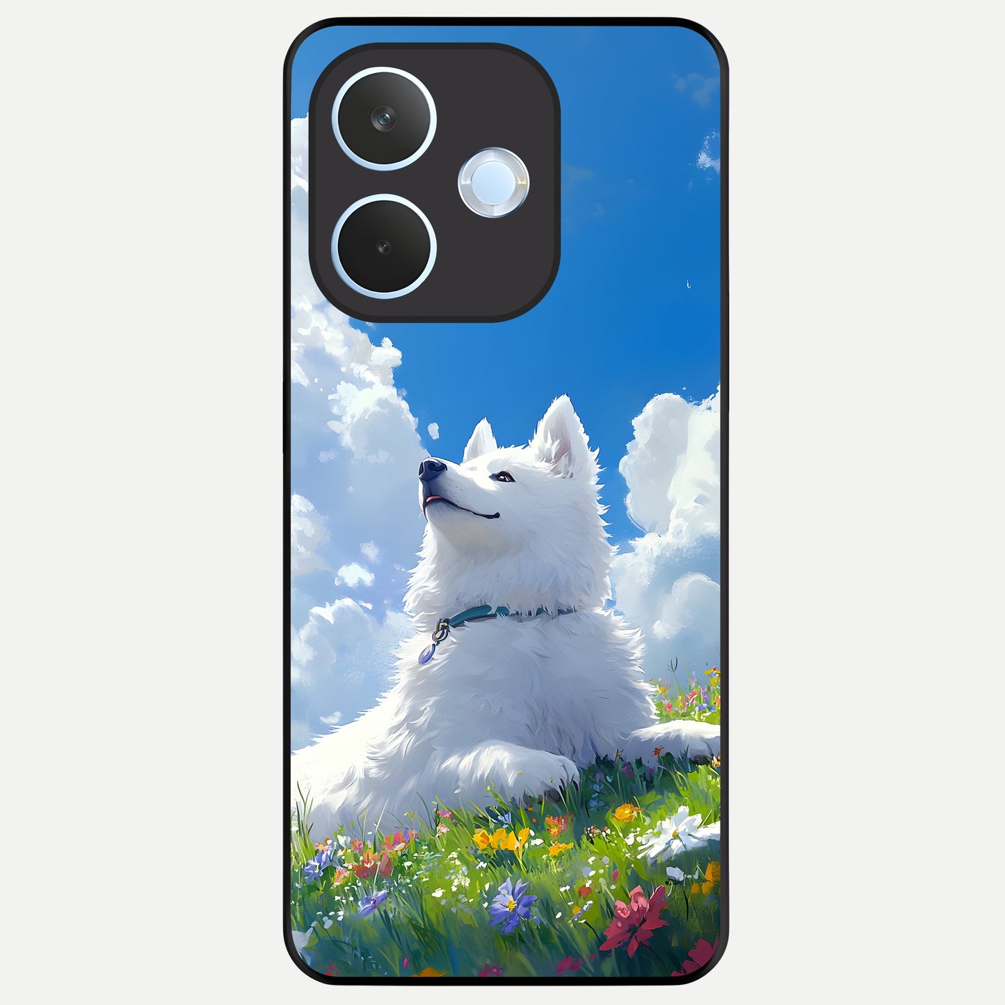  Blissful Cloud Pup Glass Case For Oppo Reno 15 Pro mini back cover – full design glossy printed glass finish