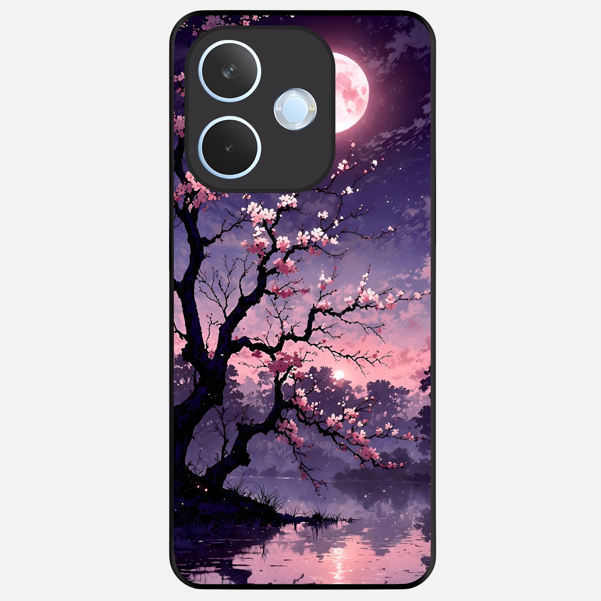  Blossom Pink Moon Glass Case For Oppo Reno 15 Pro mini back cover – full design glossy printed glass finish