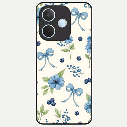  Blue Flower And Bow Glass Case For Oppo Reno 15 Pro mini back cover – full design glossy printed glass finish