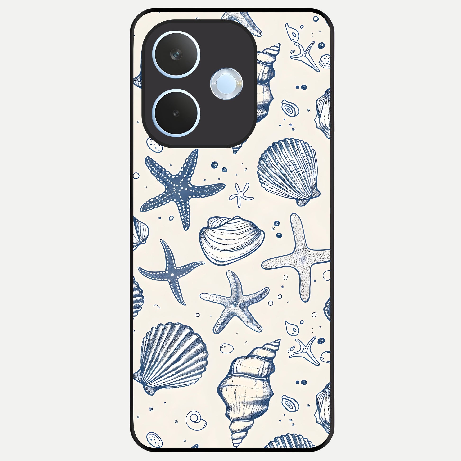  Blue Ocean Outline Glass Case For Oppo Reno 15 Pro mini back cover – full design glossy printed glass finish