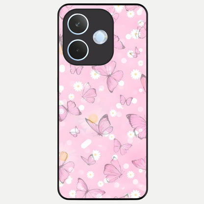  Blush Butterfly Garden Glass Case For Oppo Reno 15 Pro mini back cover – full design glossy printed glass finish