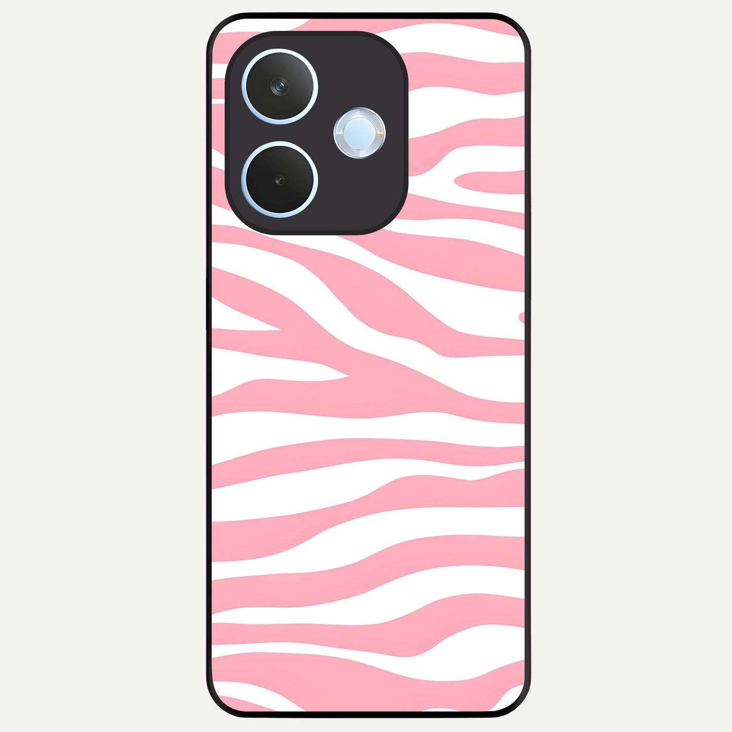  Blush Zebra Flow Glass Case For Oppo Reno 15 Pro mini back cover – full design glossy printed glass finish