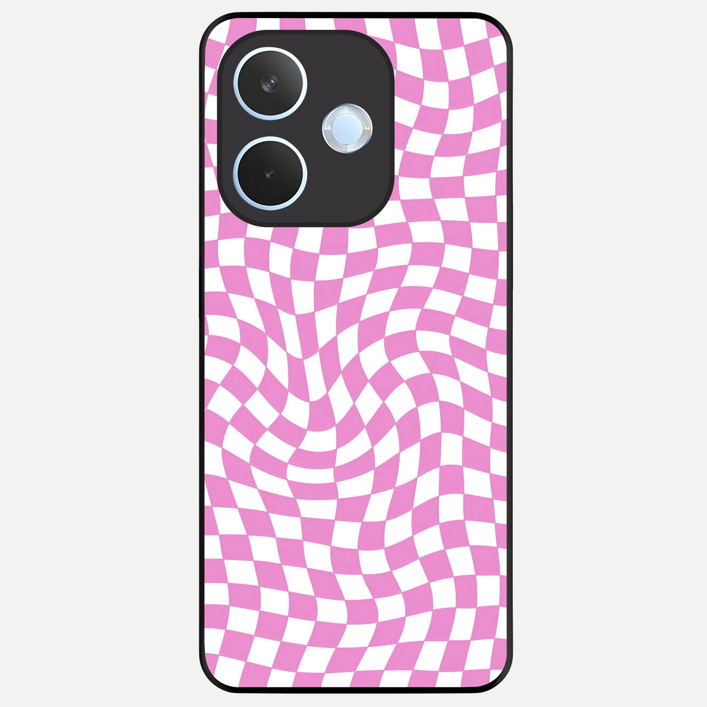  Bubblegum Check Wave Glass Case For Oppo Reno 15 Pro mini back cover – full design glossy printed glass finish