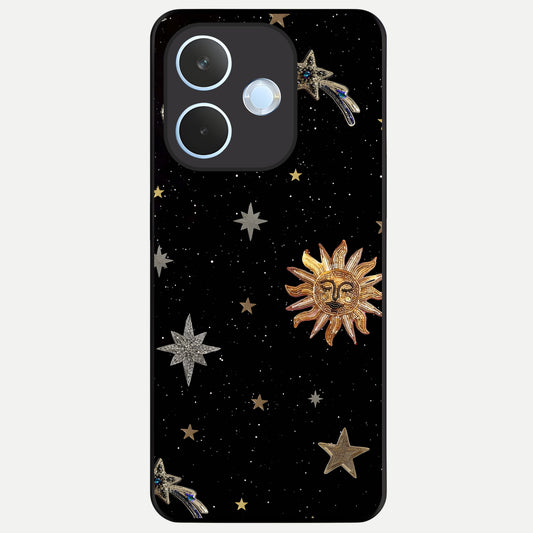  Celestial Moon With Stars Glass Case For Oppo Reno 15 Pro mini back cover – full design glossy printed glass finish
