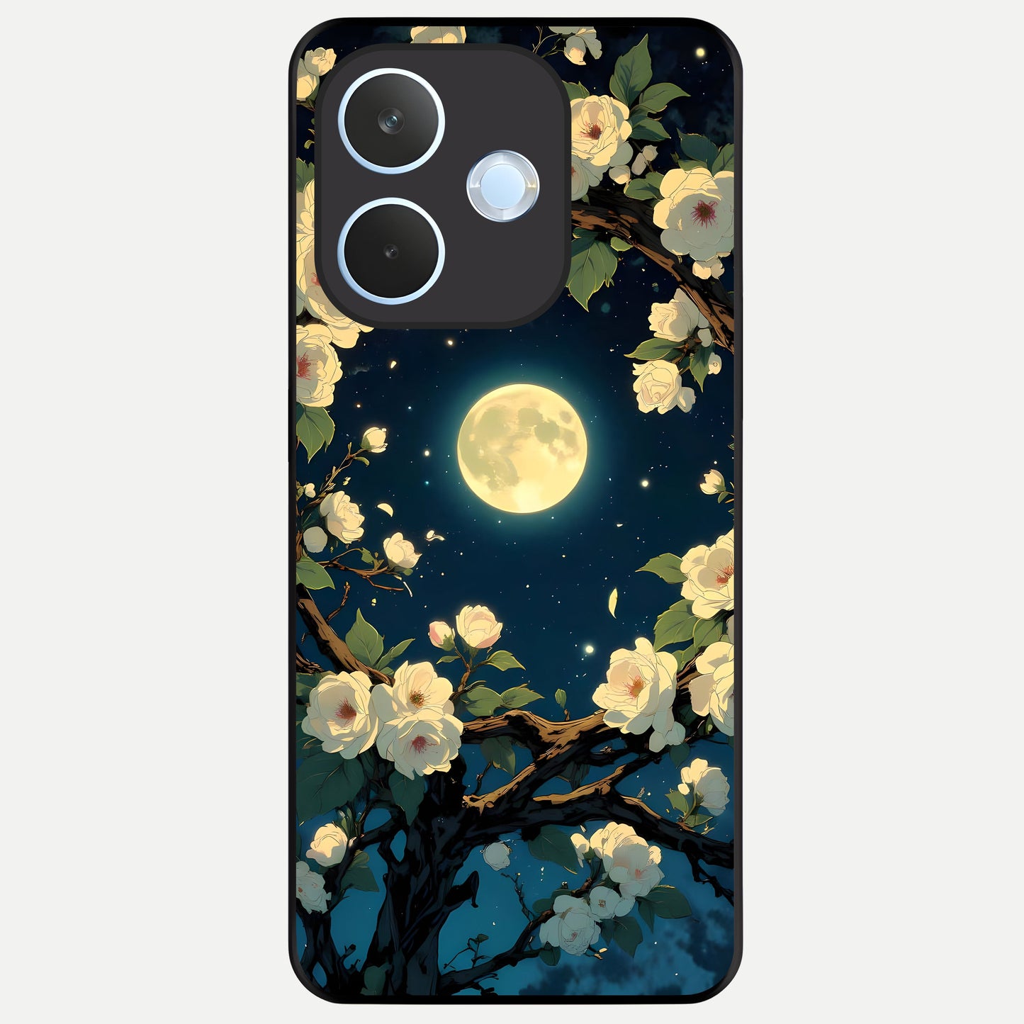  Celestial Moon And Flower Glass Case For Oppo Reno 15 Pro mini back cover – full design glossy printed glass finish