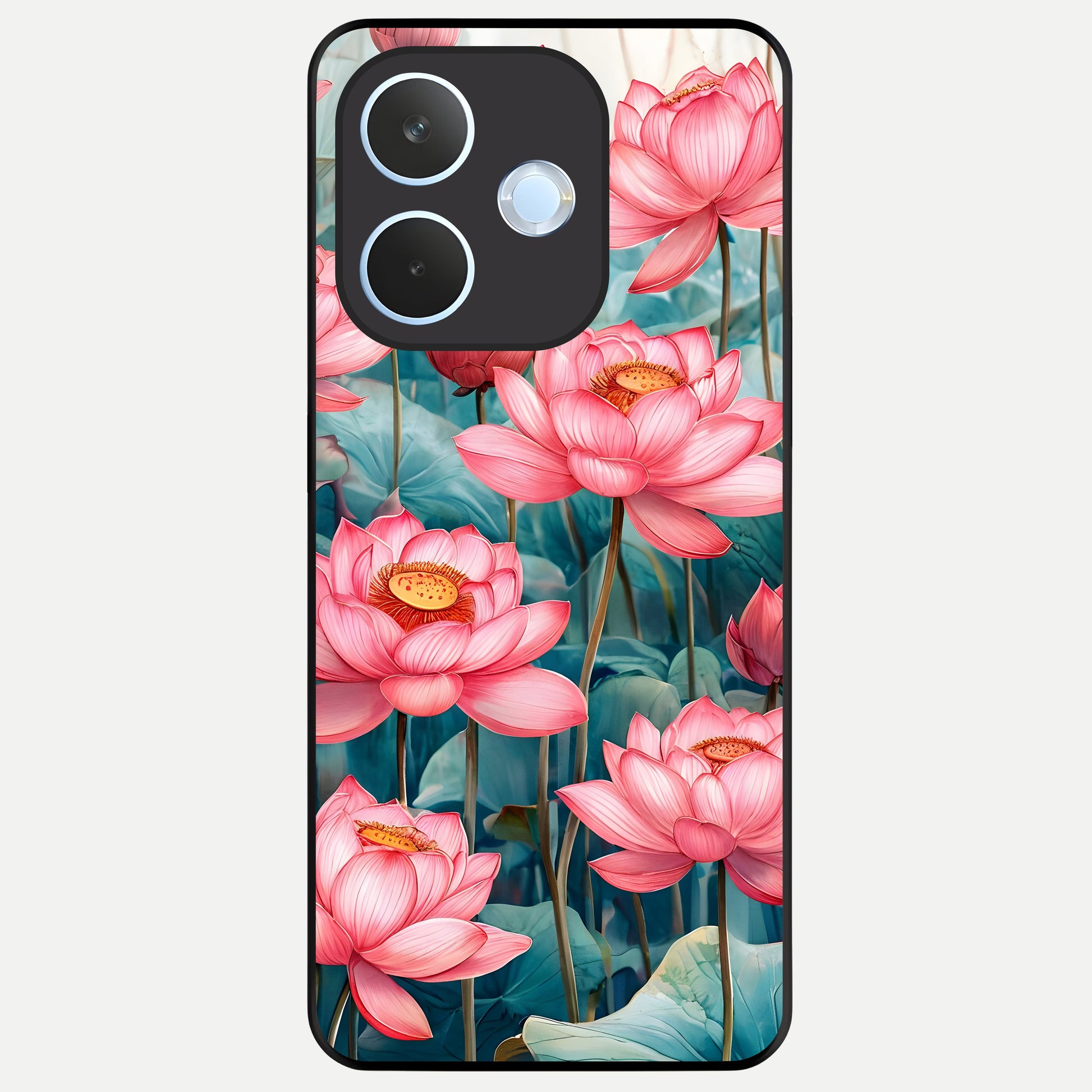  Celestial Pink Lotus Glass Case For Oppo Reno 15 Pro mini back cover – full design glossy printed glass finish
