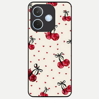  Cherry Heart Bow Glass Case For Oppo Reno 15 Pro mini back cover – full design glossy printed glass finish