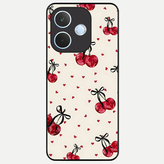  Cherry Heart Bow Glass Case For Oppo Reno 15 Pro mini back cover – full design glossy printed glass finish