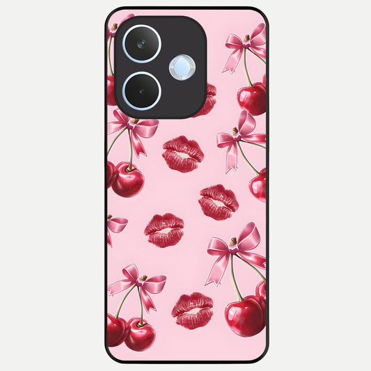  Cherry With Lips Glass Case For Oppo Reno 15 Pro mini back cover – full design glossy printed glass finish