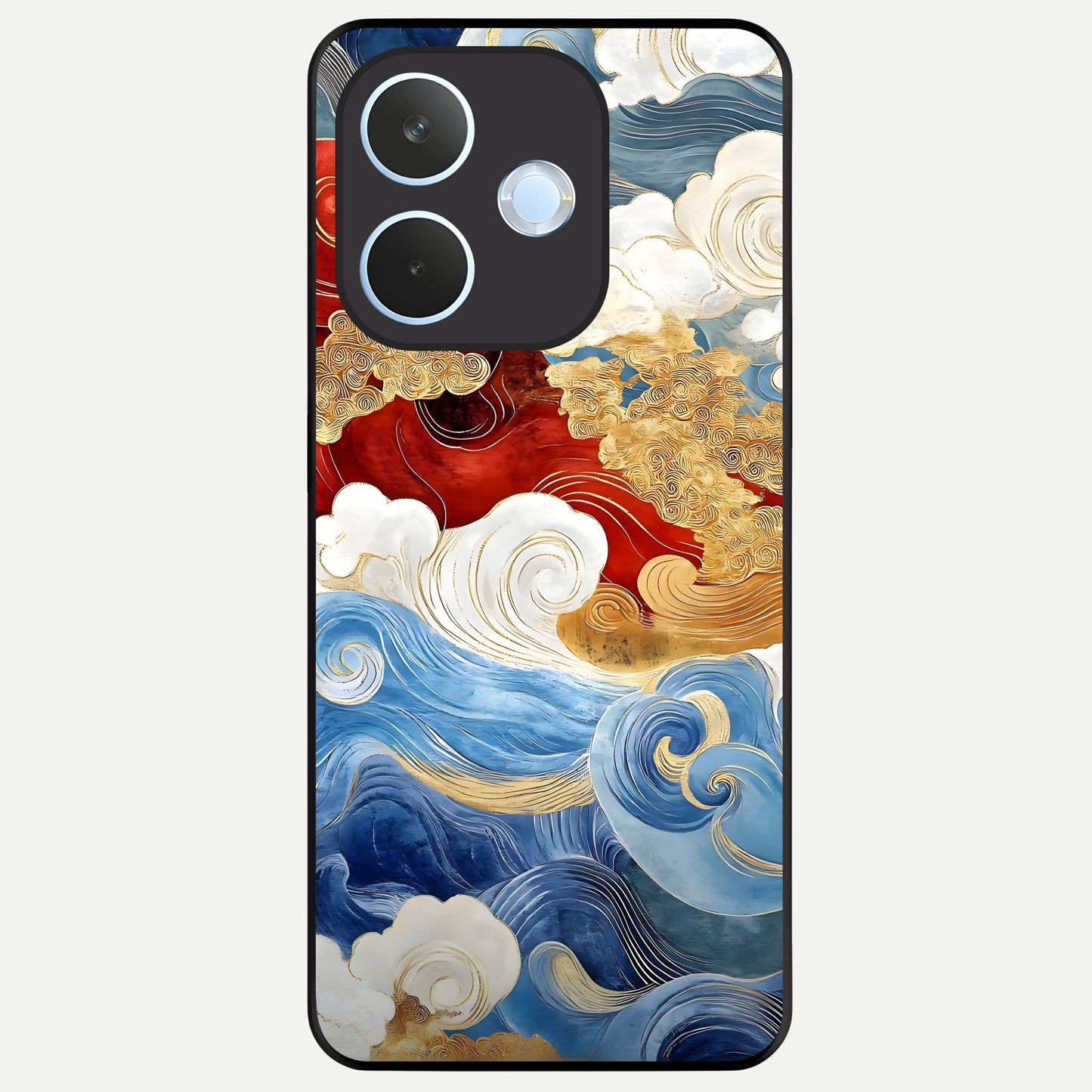  Colored Waves Glass Case For Oppo Reno 15 Pro mini back cover – full design glossy printed glass finish
