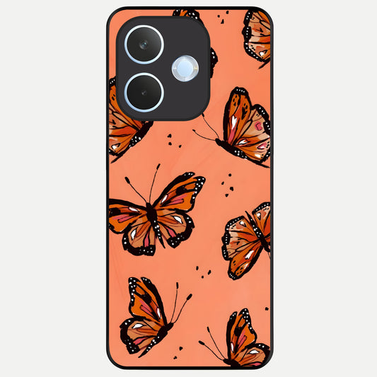  Coral Wing Butterfly Glass Case For Oppo Reno 15 Pro mini back cover – full design glossy printed glass finish