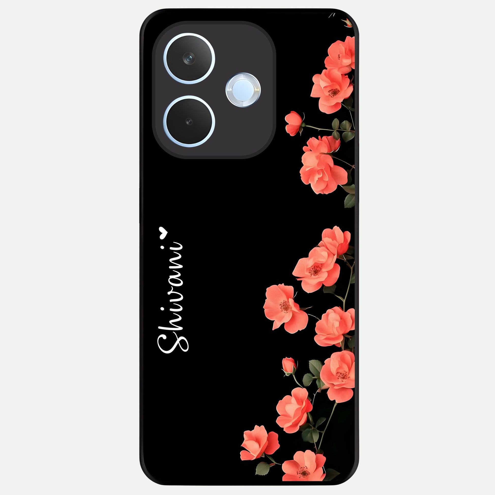  Crimson Bloom Grace Custom Name Glass Case For Oppo Reno 15 Pro mini back cover – full design glossy printed glass finish