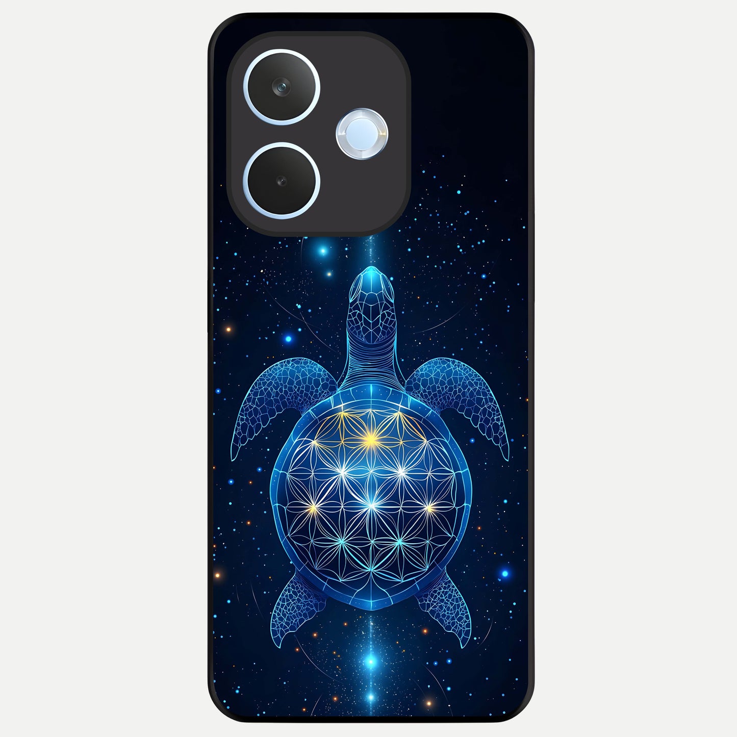 Crimson Blue Turtle Glass Case For Oppo Reno 15 Pro mini back cover – full design glossy printed glass finish