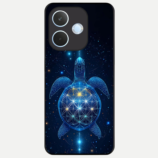  Crimson Blue Turtle Glass Case For Oppo Reno 15 Pro mini back cover – full design glossy printed glass finish