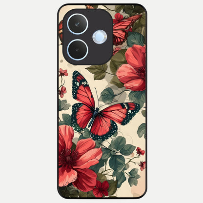  Crimson Butterfly Garden Glass Case For Oppo Reno 15 Pro mini back cover – full design glossy printed glass finish