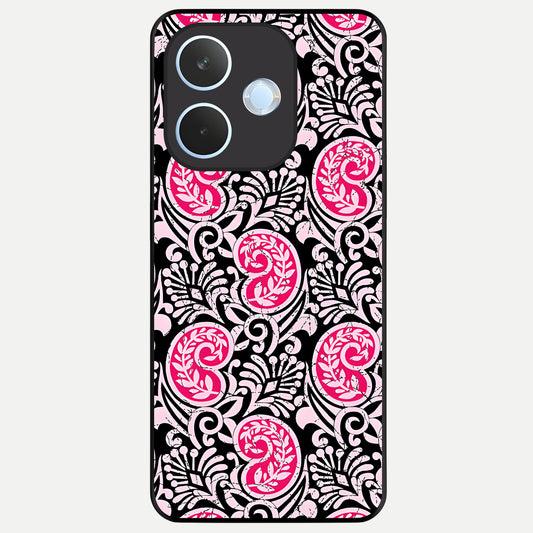  Crimson Paisley Charm Glass Case For Oppo Reno 15 Pro mini back cover – full design glossy printed glass finish