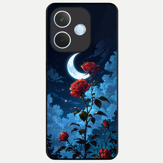  Crimson Rose Moon Glass Case For Oppo Reno 15 Pro mini back cover – full design glossy printed glass finish