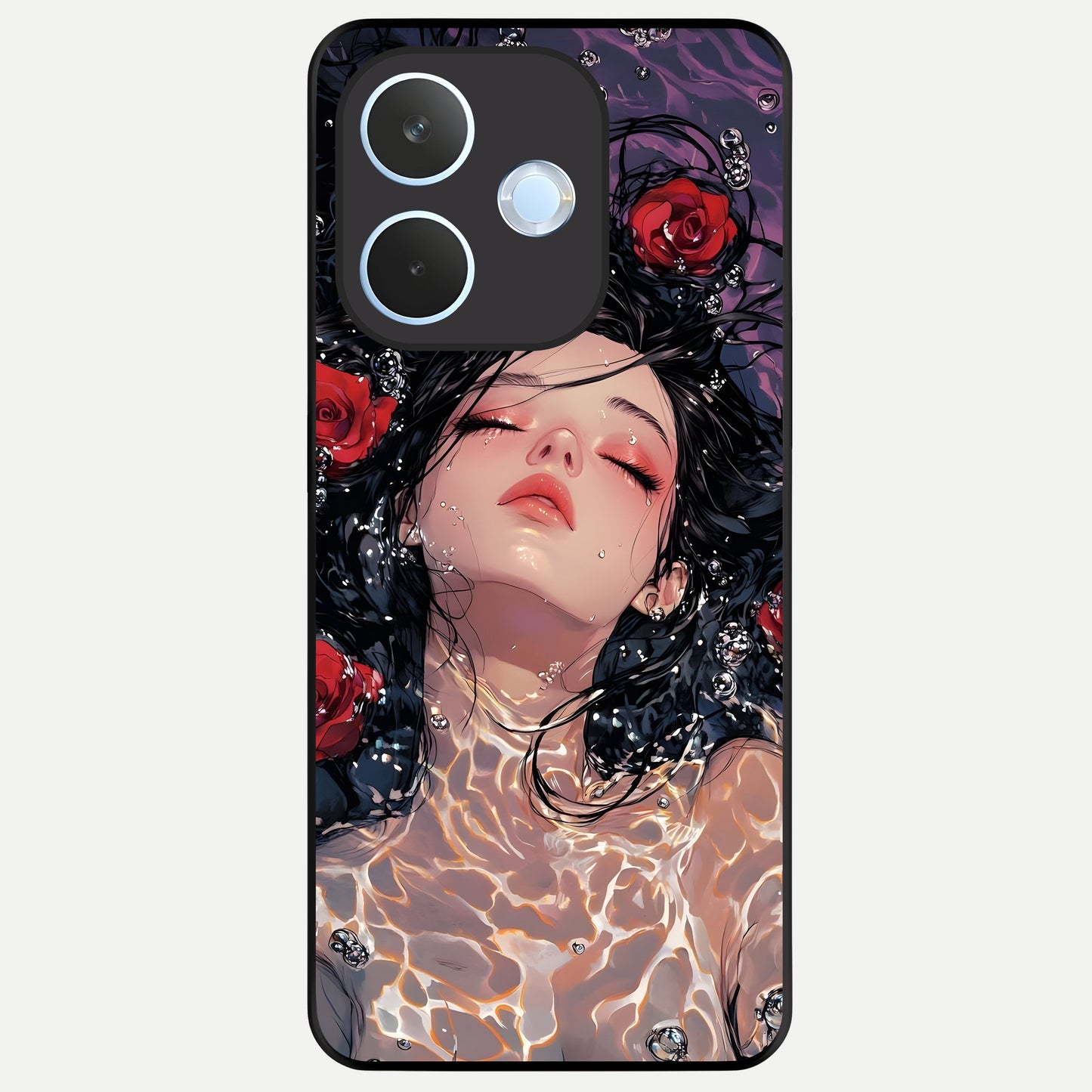  Crimson Rose Serenity Glass Case For Oppo Reno 15 Pro mini back cover – full design glossy printed glass finish