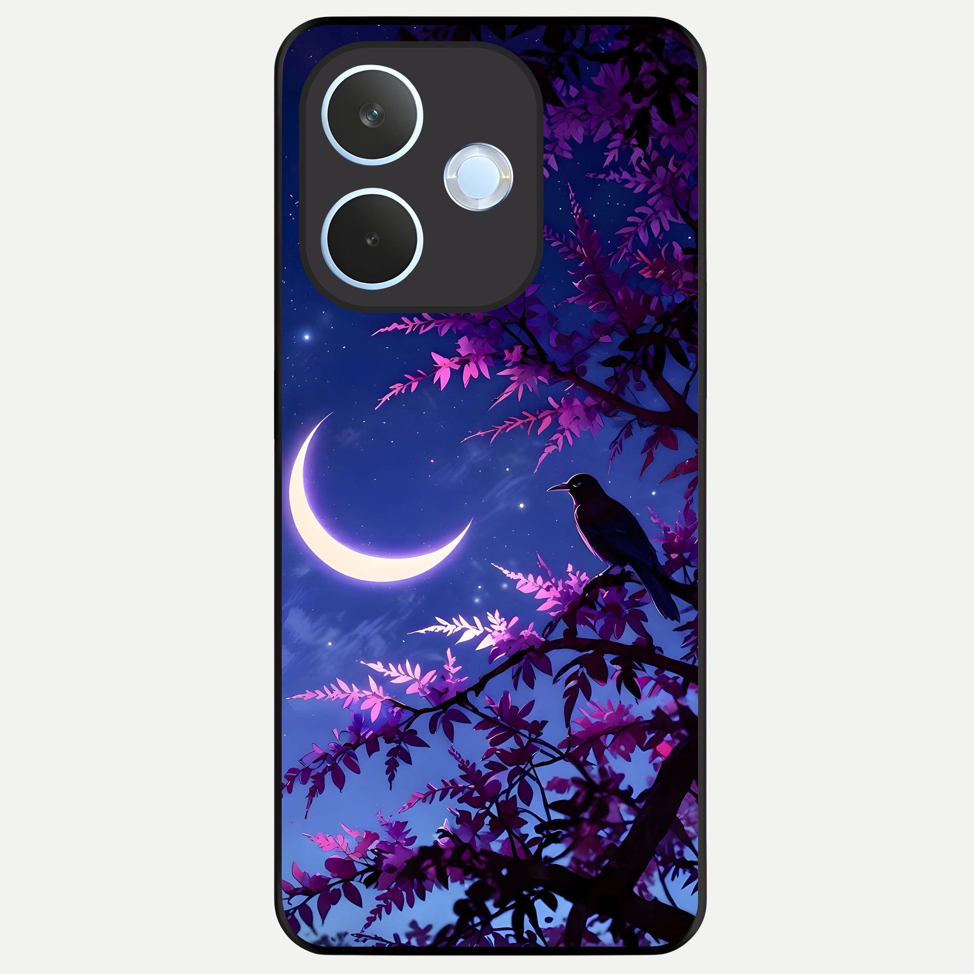  Crow And Moon Scenery Glass Case For Oppo Reno 15 Pro mini back cover – full design glossy printed glass finish