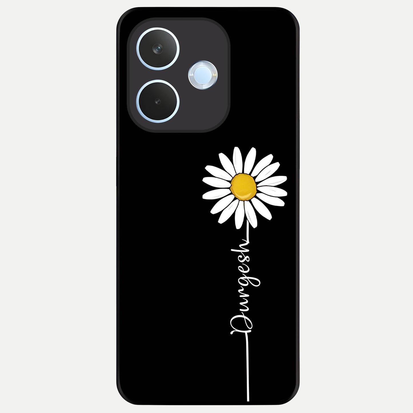  Custom Name White Flower Glass Case For Oppo Reno 15 Pro mini back cover – full design glossy printed glass finish