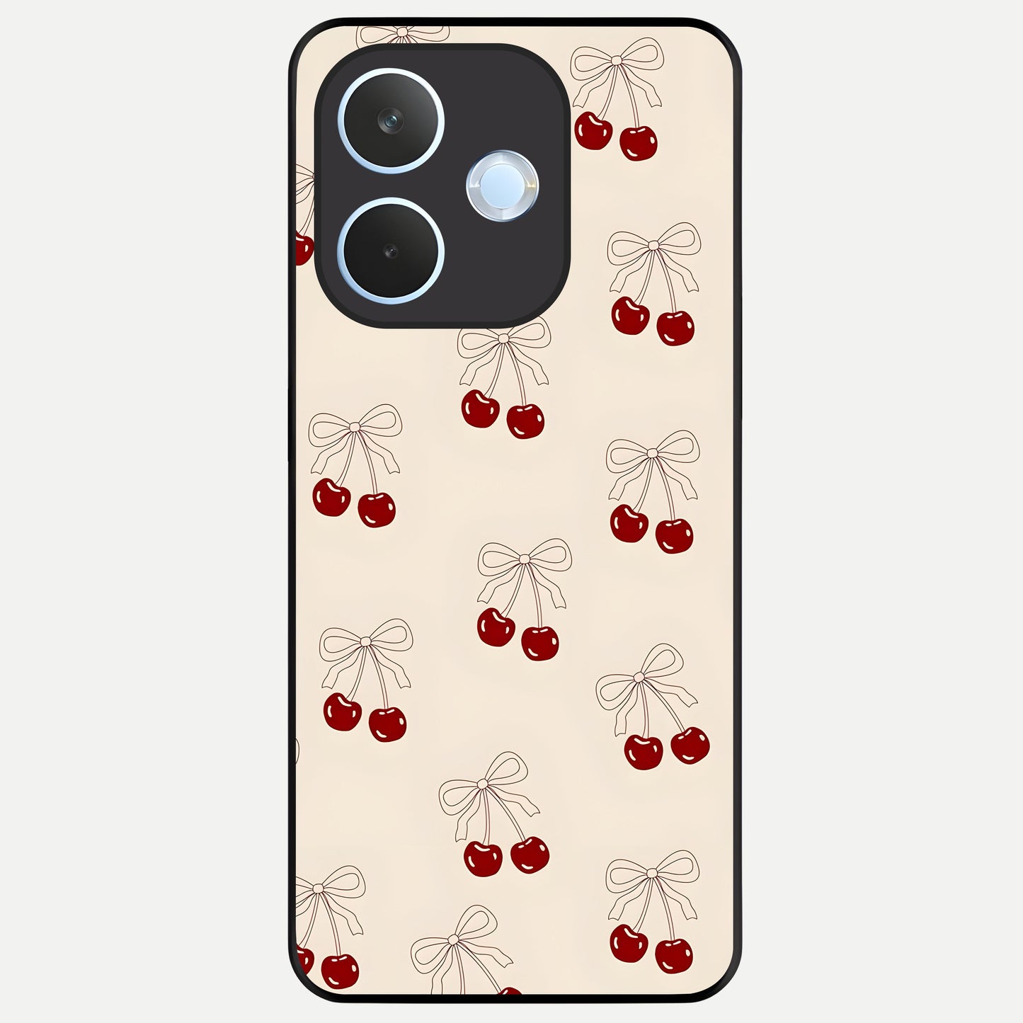  Cute Cherry Pattern Glass Case For Oppo Reno 15 Pro mini back cover – full design glossy printed glass finish