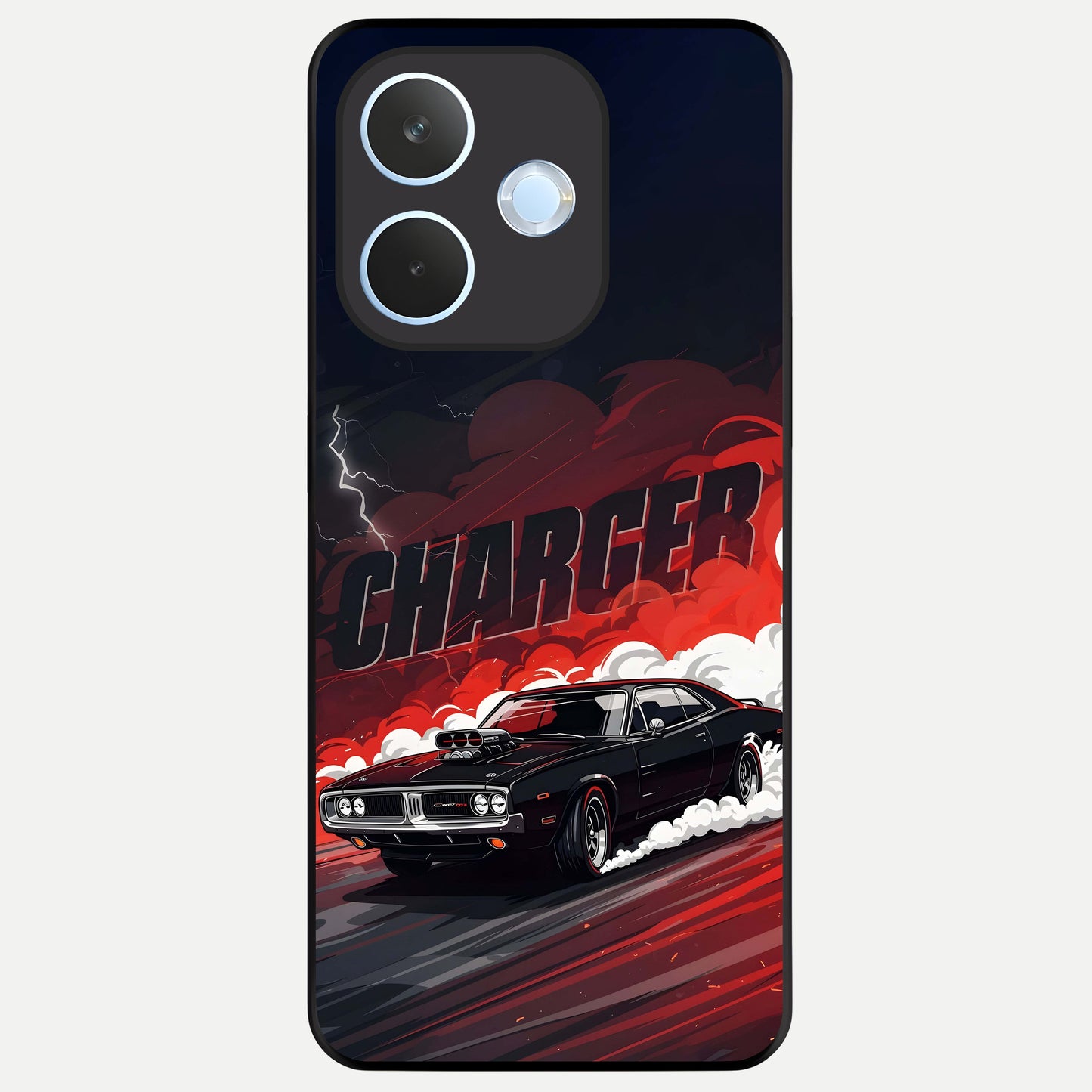  Dark Charger Fury Glass Case For Oppo Reno 15 Pro mini back cover – full design glossy printed glass finish