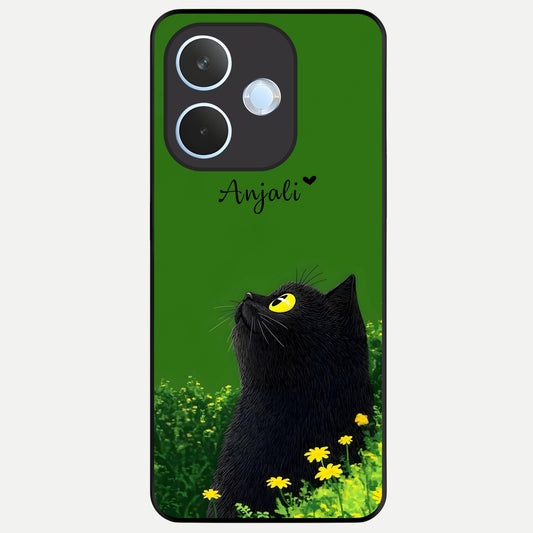  Emerald Cat Custom Name Glass Case For Oppo Reno 15 Pro mini back cover – full design glossy printed glass finish