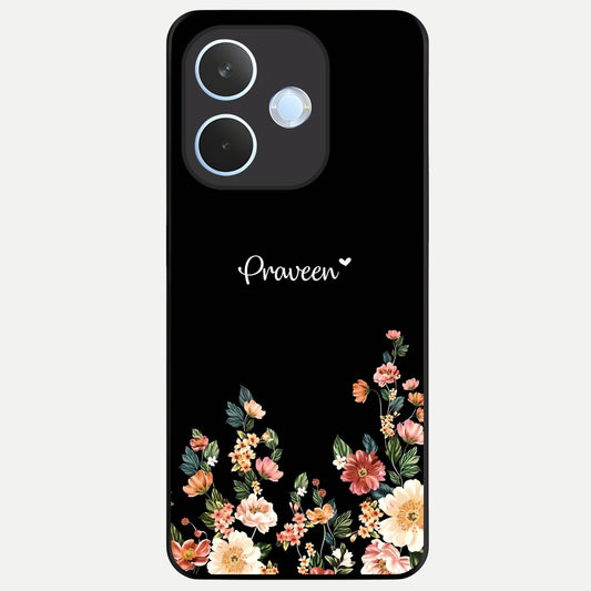  Floral Design Personalized Custom Name Glass Case For Oppo Reno 15 Pro mini back cover – full design glossy printed glass finish