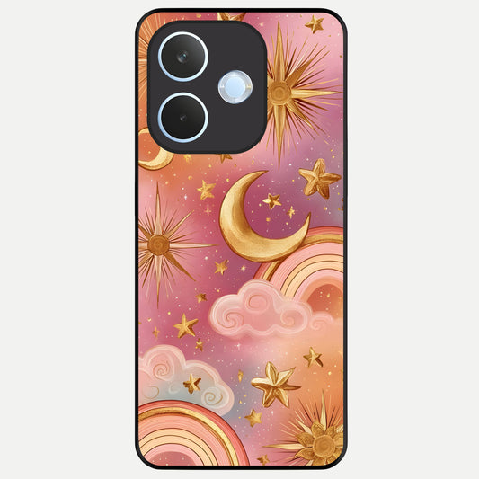  Golden Celestial Dreams Glass Case For Oppo Reno 15 Pro mini back cover – full design glossy printed glass finish