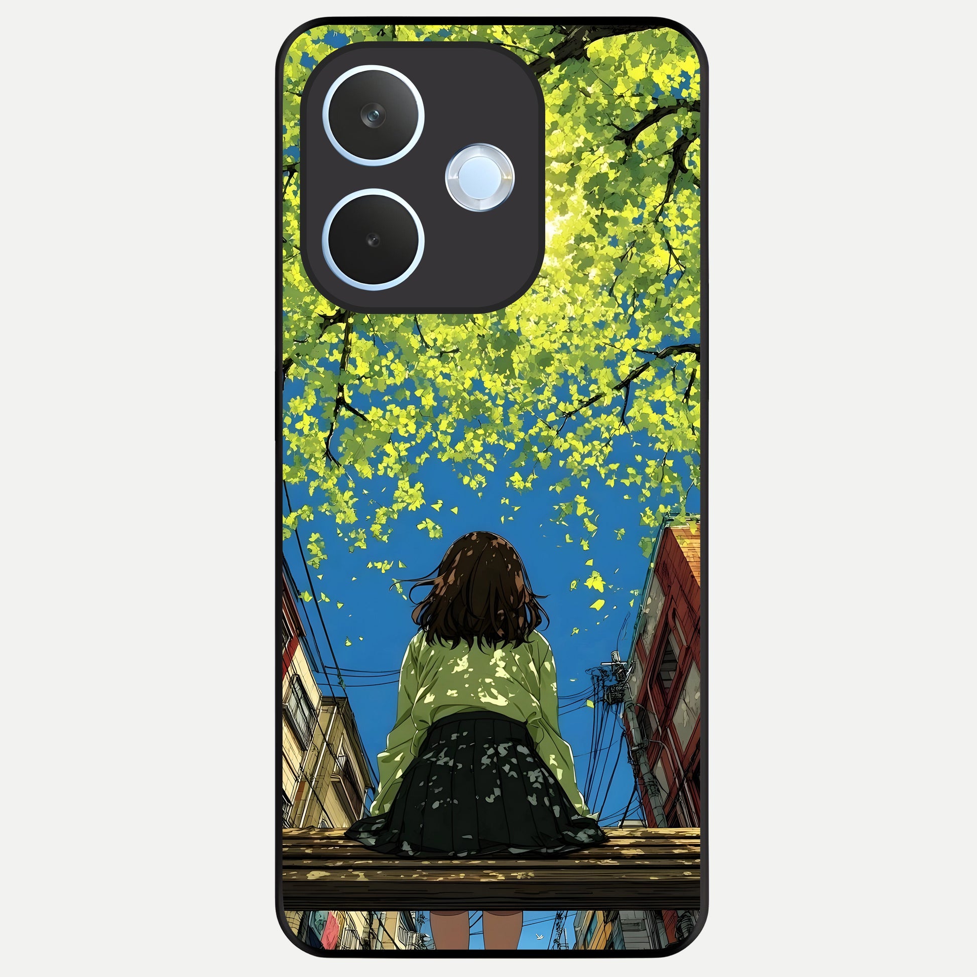  Golden Leaves Glow Glass Case For Oppo Reno 15 Pro mini back cover – full design glossy printed glass finish