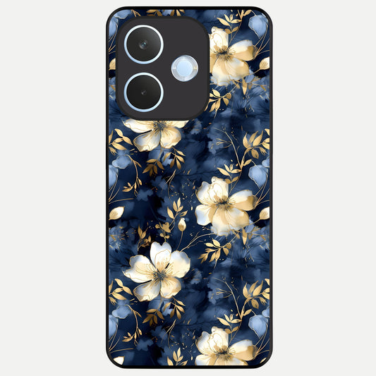  Golden Midnight Bloom Glass Case For Oppo Reno 15 Pro mini back cover – full design glossy printed glass finish