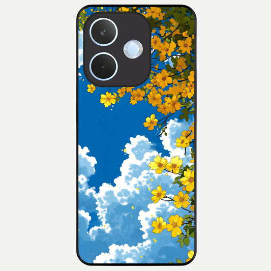  Golden Petal Sky Glass Case For Oppo Reno 15 Pro mini back cover – full design glossy printed glass finish