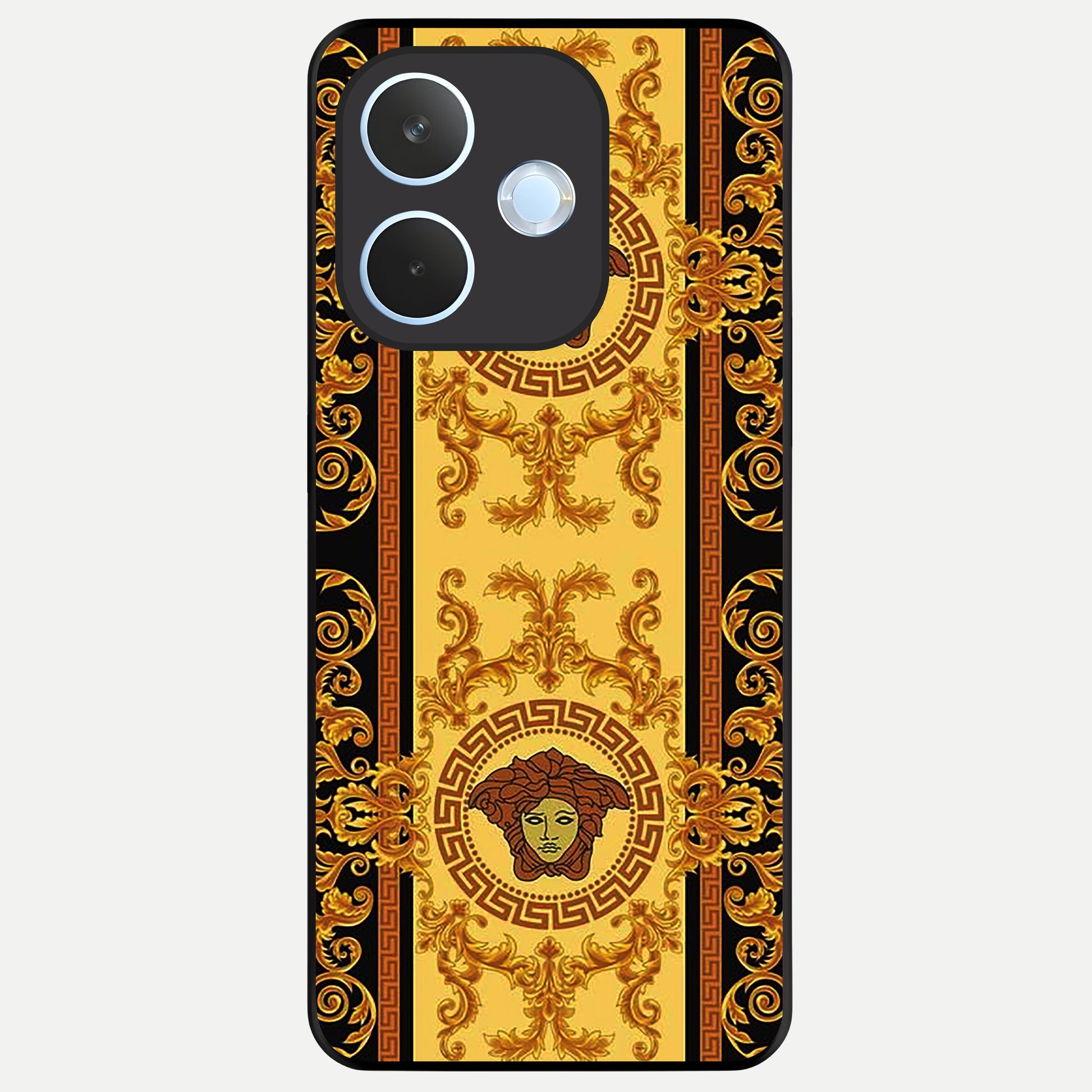  Golden Royal Heritage Glass Case For Oppo Reno 15 Pro mini back cover – full design glossy printed glass finish