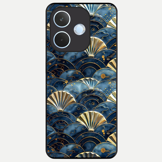  Golden Wave Luxe Glass Case For Oppo Reno 15 Pro mini back cover – full design glossy printed glass finish
