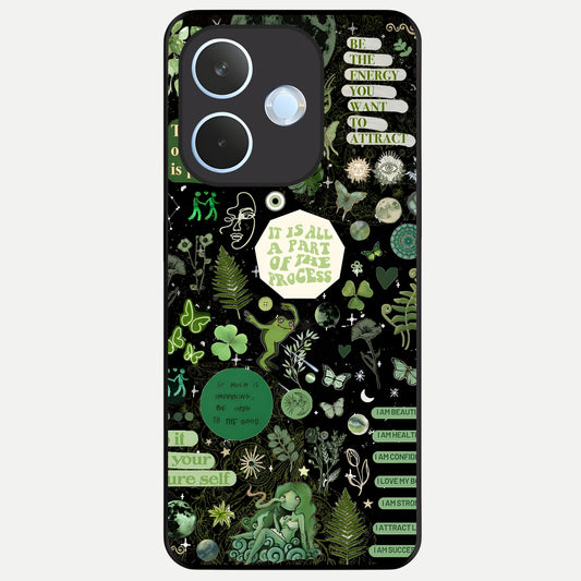  Green Mandala Pattern Glass Case For Oppo Reno 15 Pro mini back cover – full design glossy printed glass finish