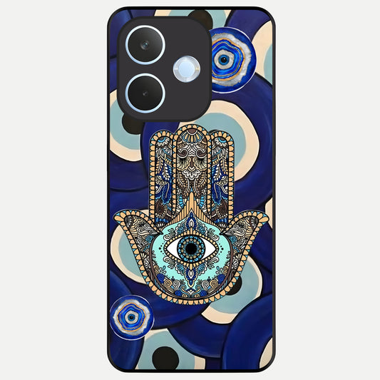  Hamsa Divine Guard Glass Case For Oppo Reno 15 Pro mini back cover – full design glossy printed glass finish