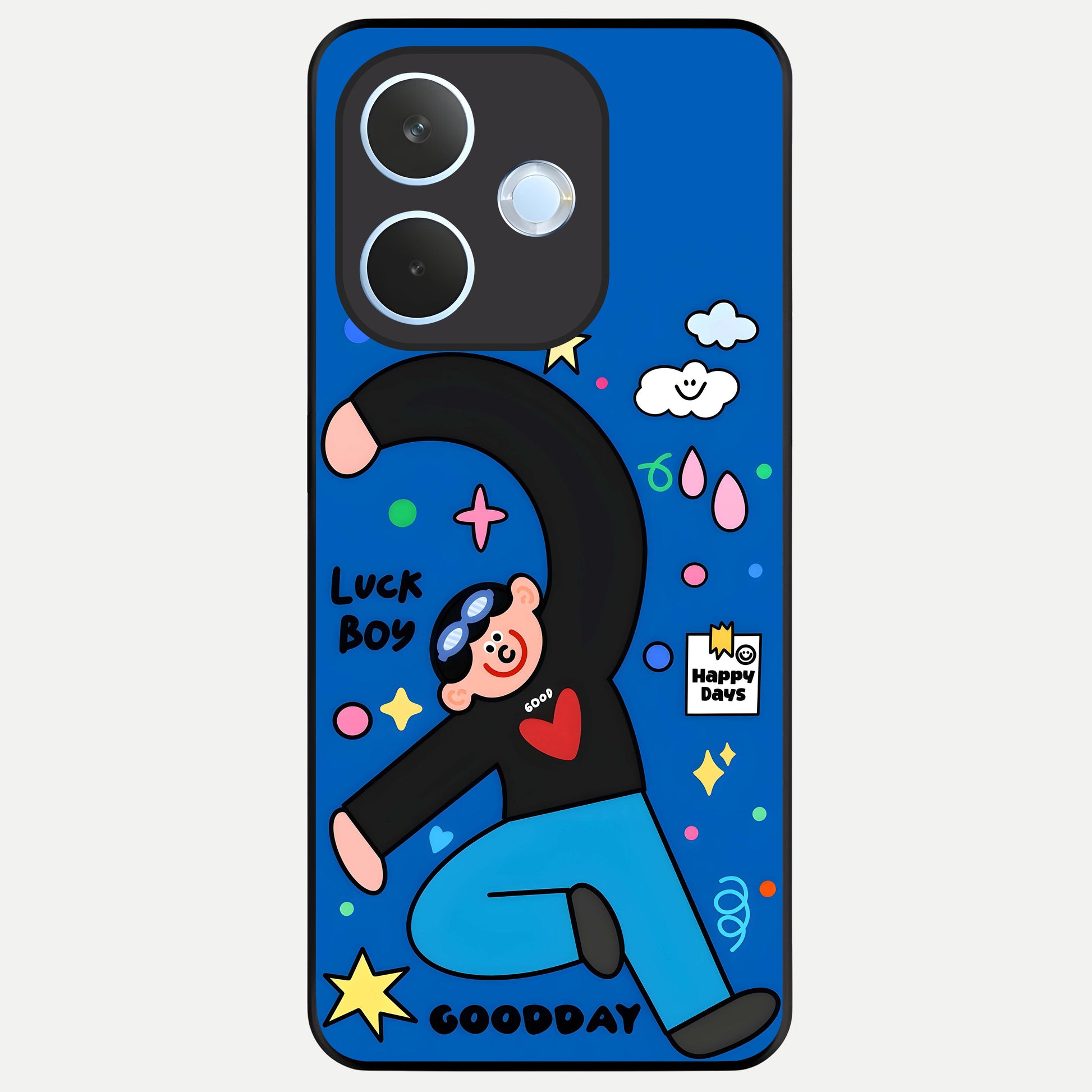  Happy Luck Vibe Glass Case For Oppo Reno 15 Pro mini back cover – full design glossy printed glass finish