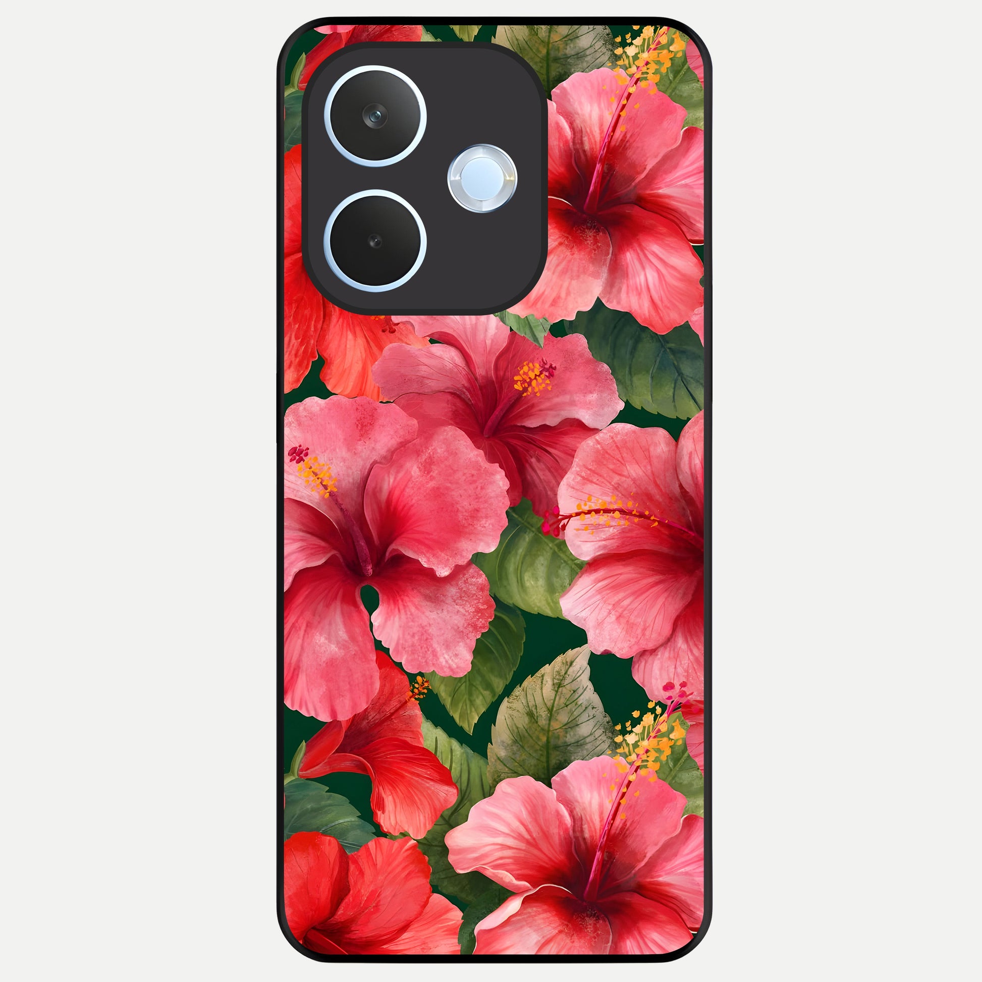  Hibiscus Pattern Glass Case For Oppo Reno 15 Pro mini back cover – full design glossy printed glass finish