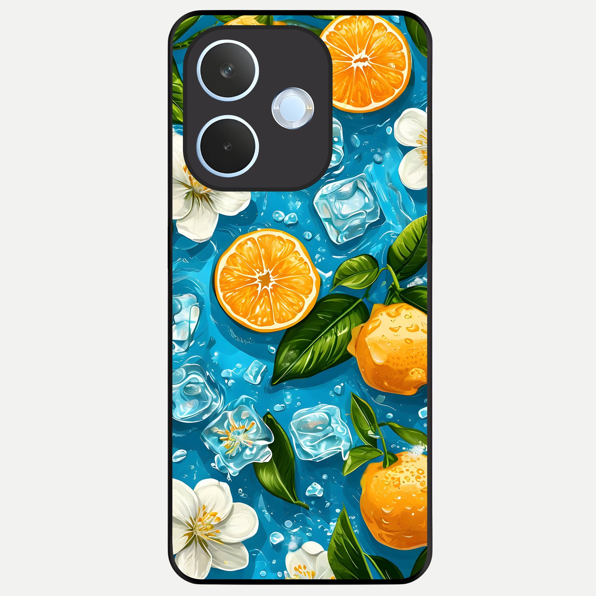  Ice Cube With Orange Glass Case For Oppo Reno 15 Pro mini back cover – full design glossy printed glass finish