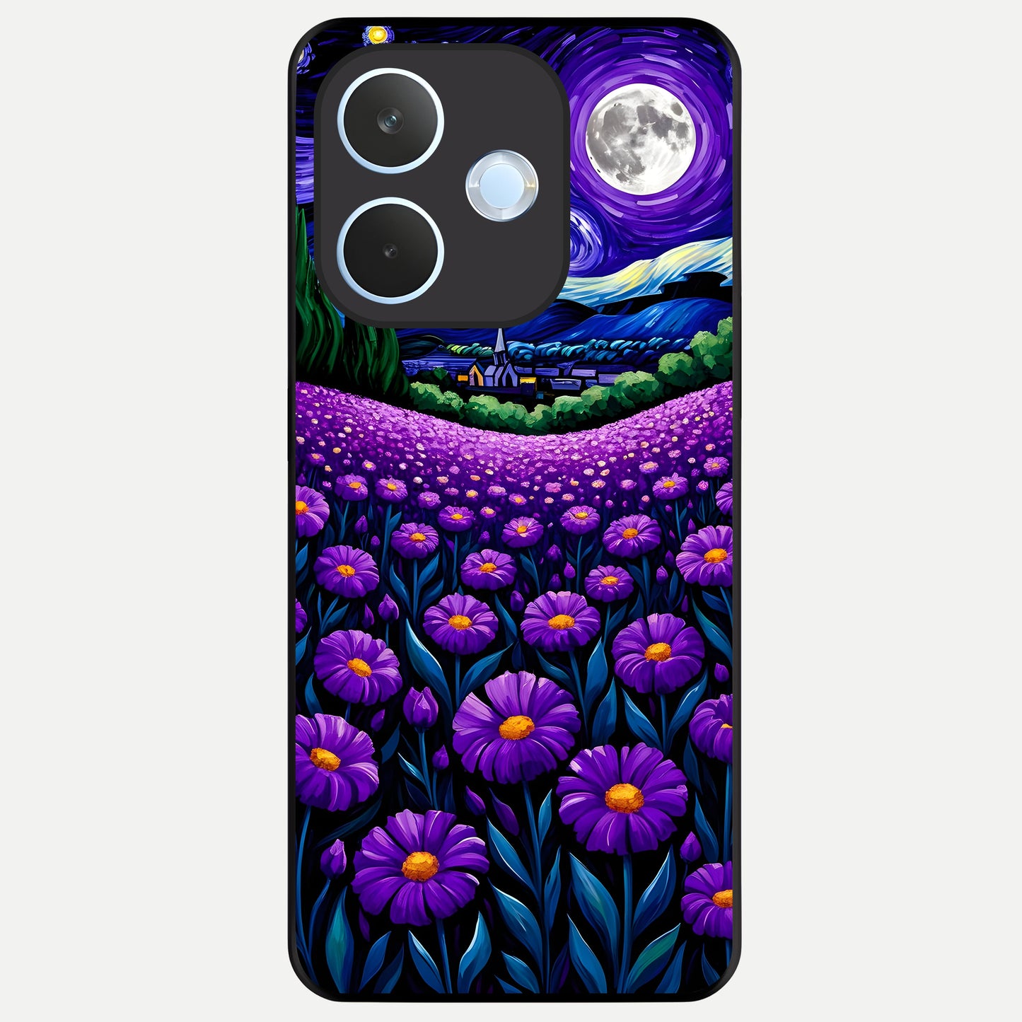  Lavender Moon Field Glass Case For Oppo Reno 15 Pro mini back cover – full design glossy printed glass finish