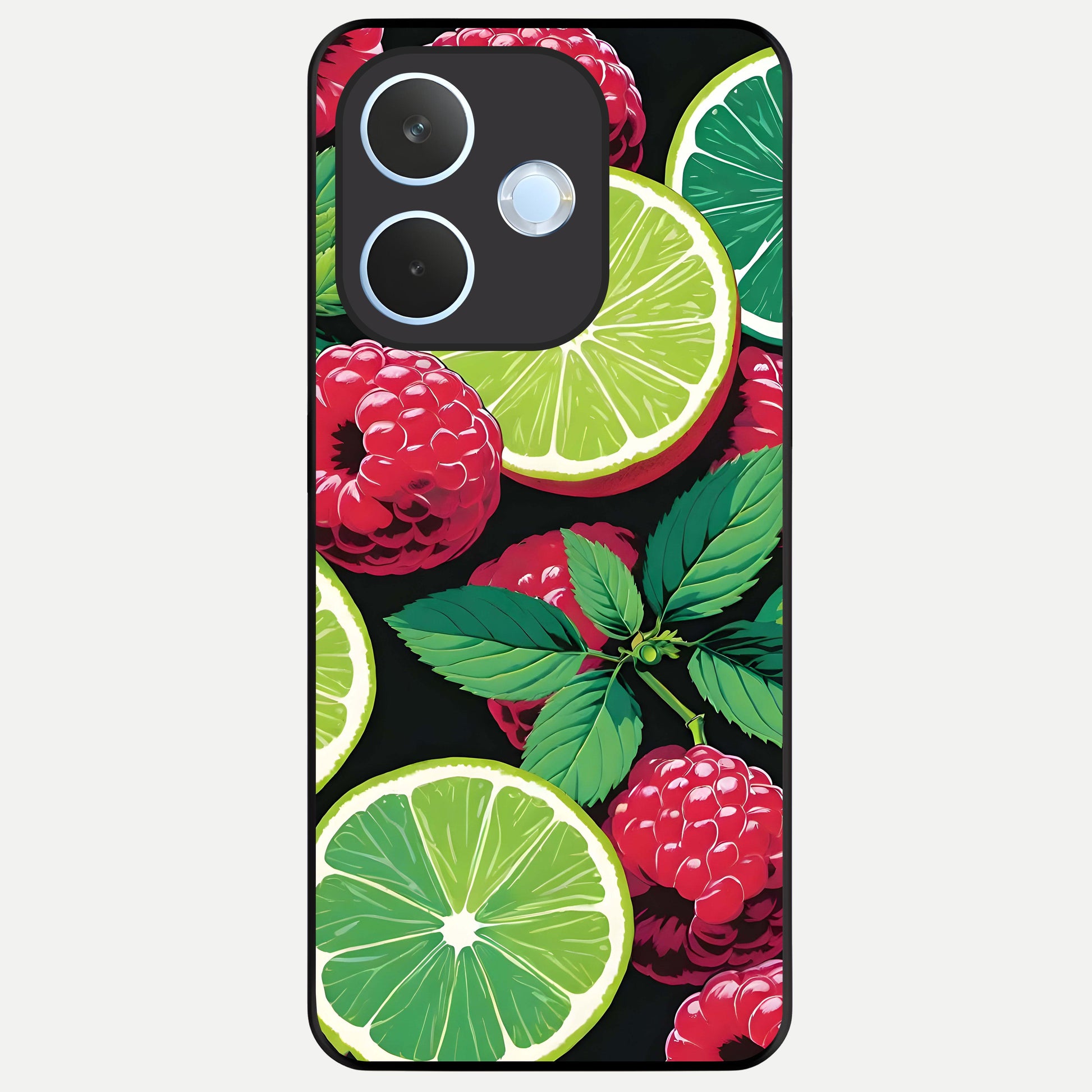  Lime and Raspberry Pattern Glass Case For Oppo Reno 15 Pro mini back cover – full design glossy printed glass finish