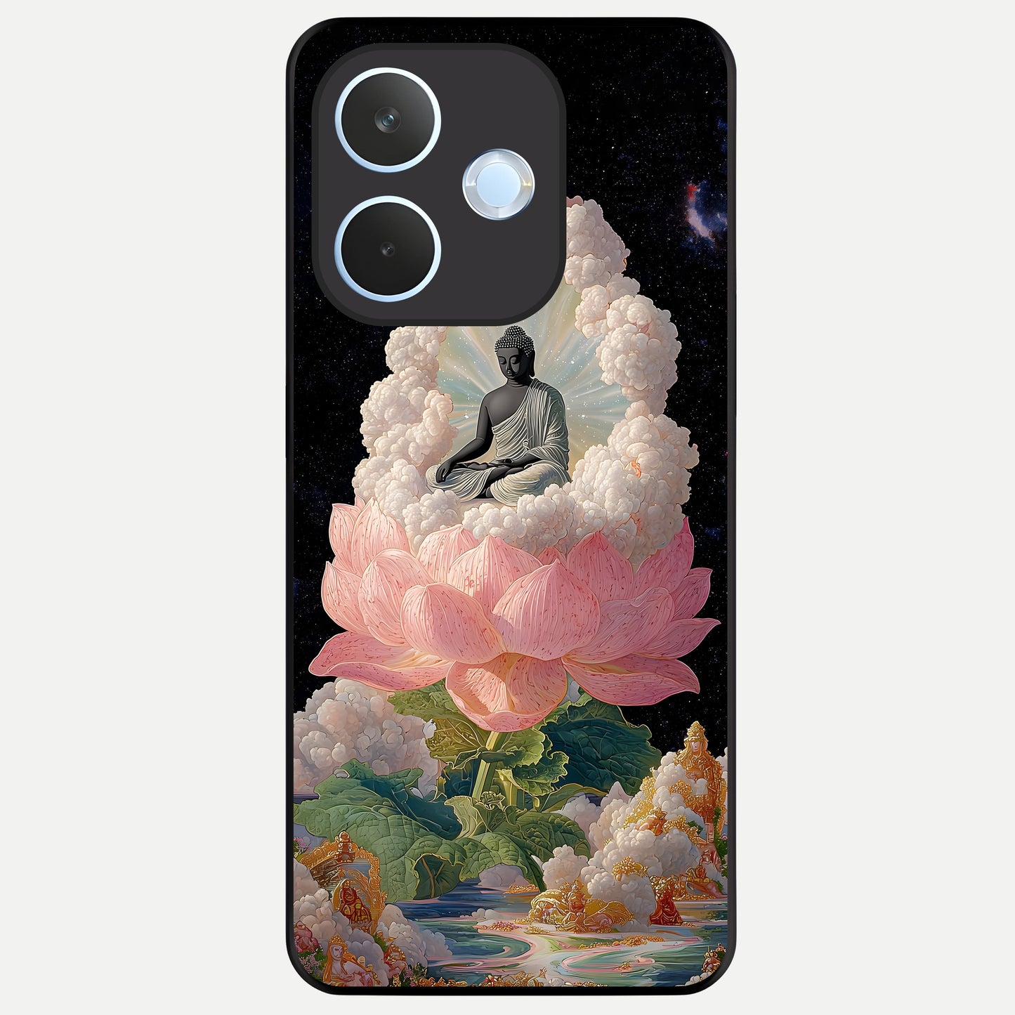  Lotus Divine Peace Glass Case For Oppo Reno 15 Pro mini back cover – full design glossy printed glass finish