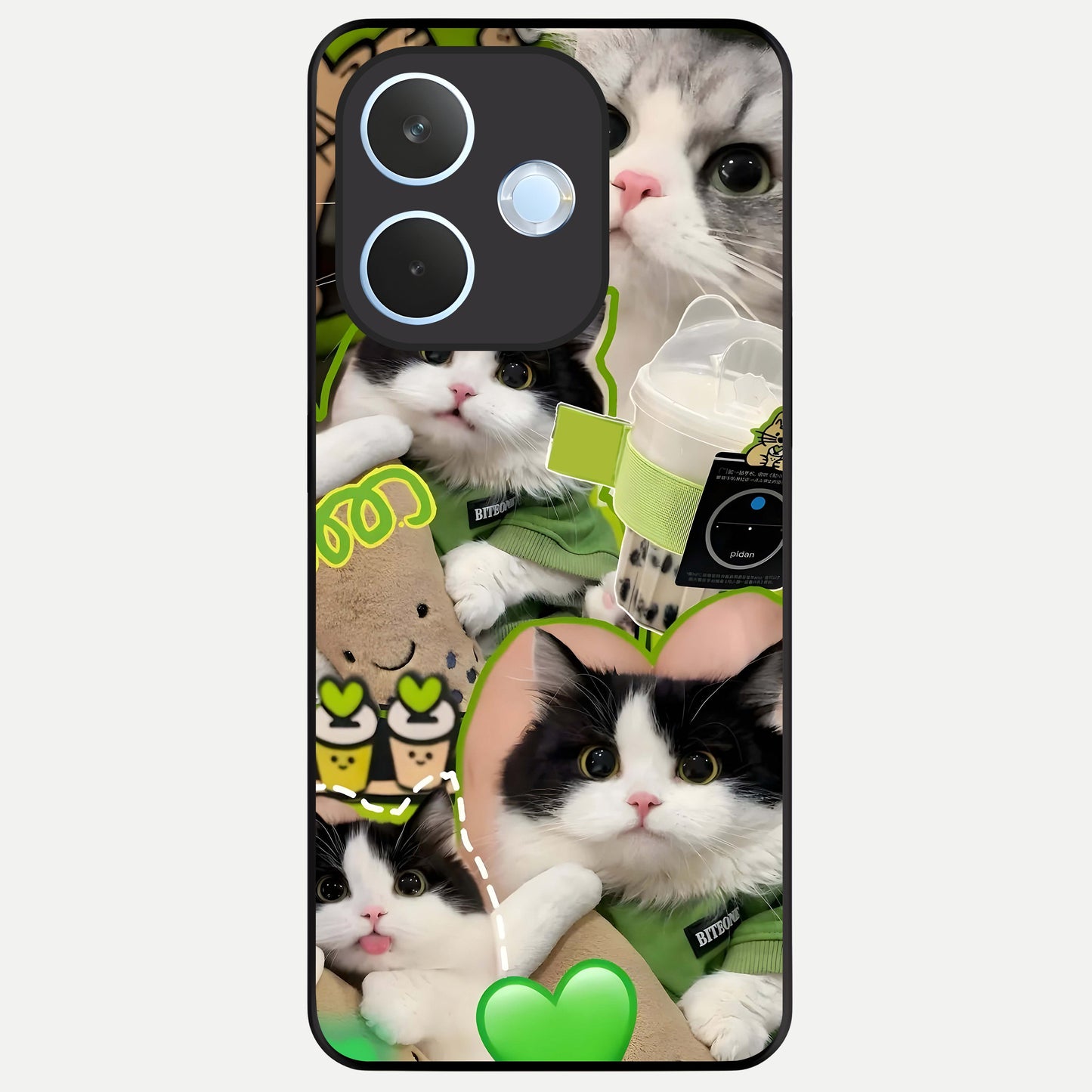  Matcha Cats Mood Glass Case For Oppo Reno 15 Pro mini back cover – full design glossy printed glass finish