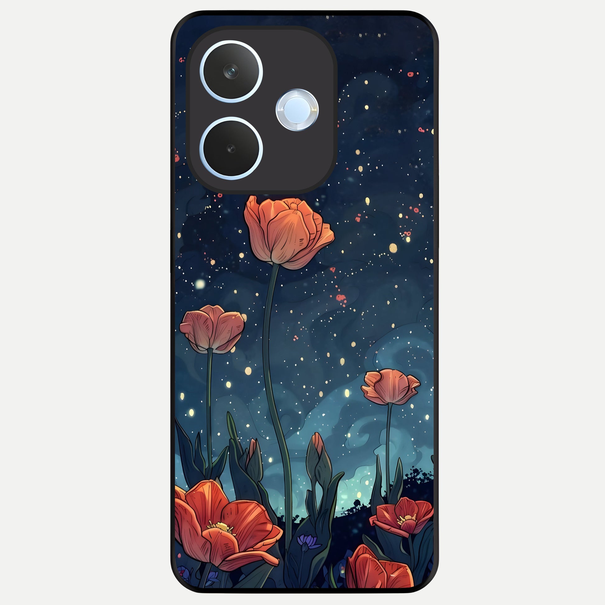  Midnight Tulip Glow Glass Case For Oppo Reno 15 Pro mini back cover – full design glossy printed glass finish