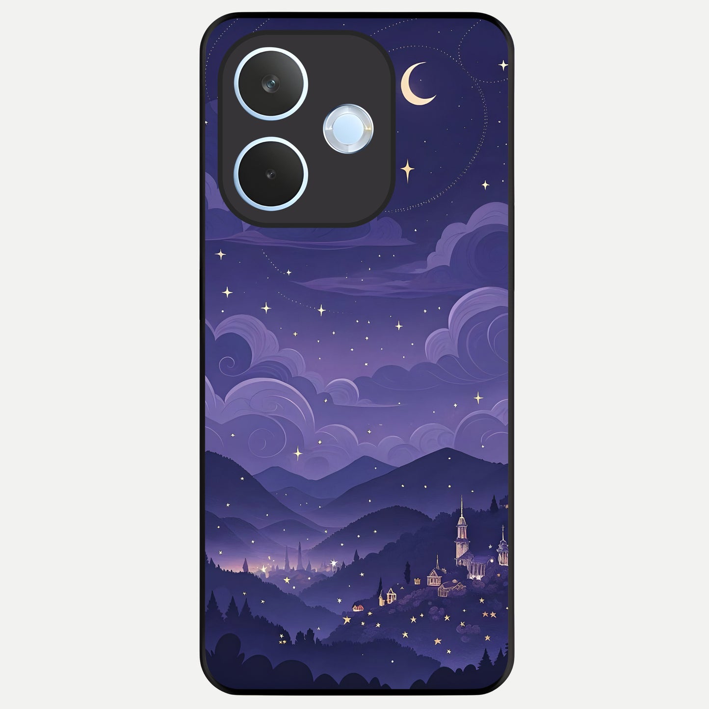  Minimal Night View Glass Case For Oppo Reno 15 Pro mini back cover – full design glossy printed glass finish