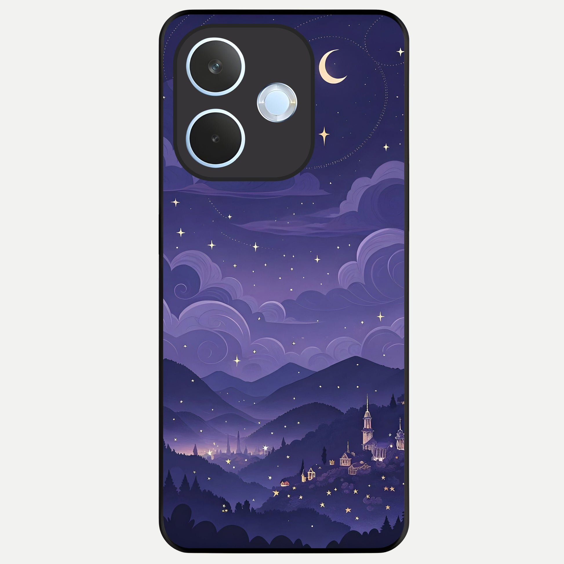  Minimal Night View Glass Case For Oppo Reno 15 Pro mini back cover – full design glossy printed glass finish