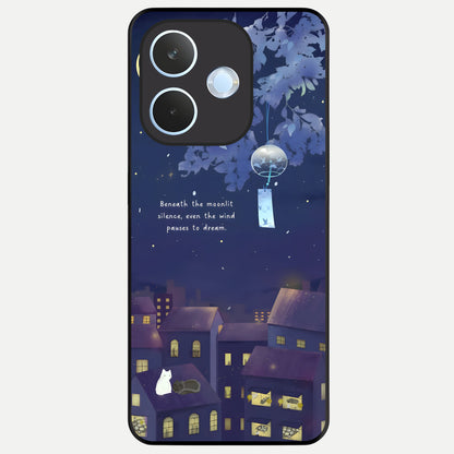  Moonlit Cat Silence Glass Case For Oppo Reno 15 Pro mini back cover – full design glossy printed glass finish