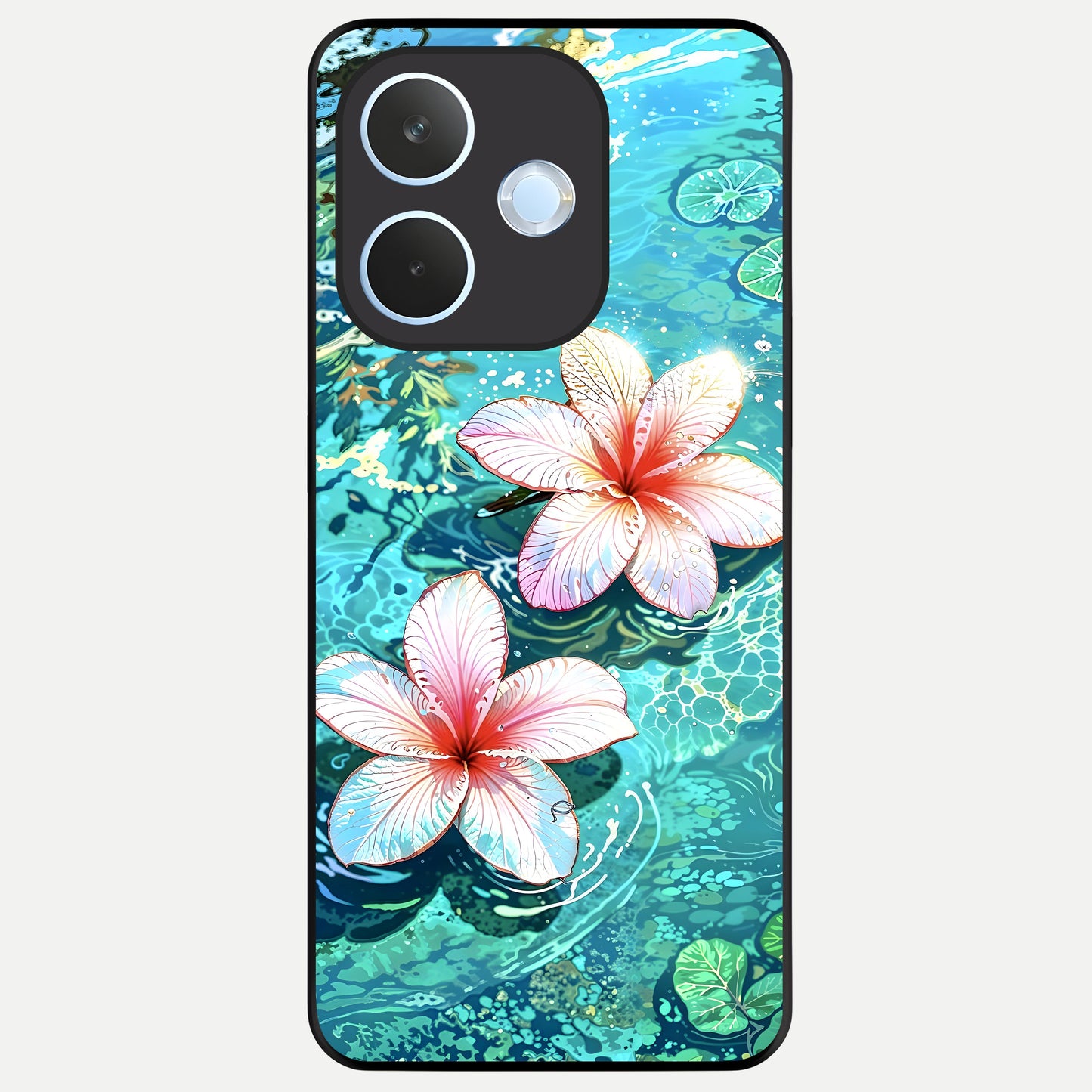  Pink Flowers in Water Glass Case For Oppo Reno 15 Pro mini back cover – full design glossy printed glass finish